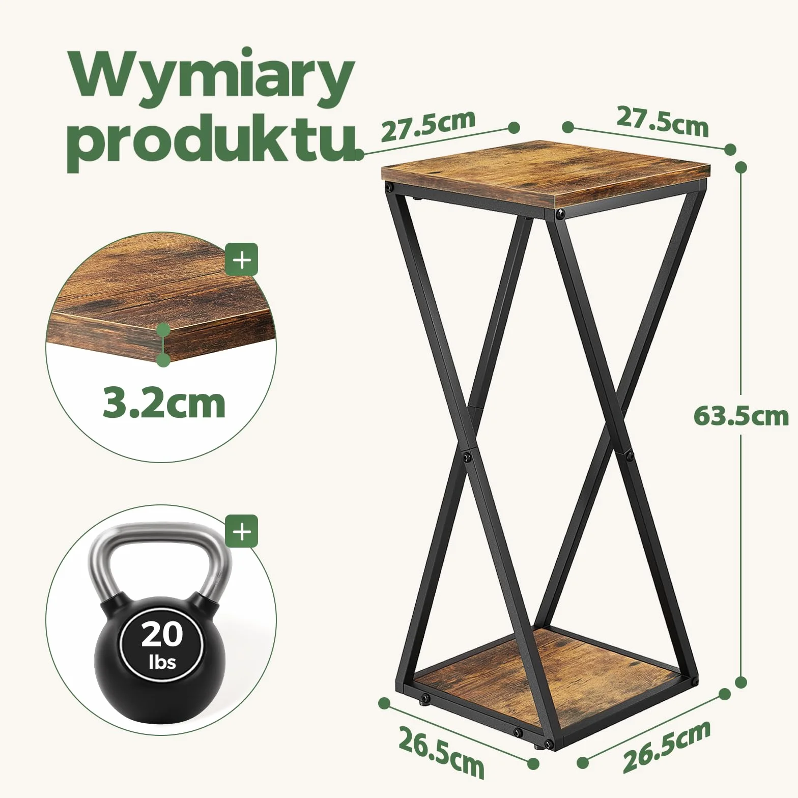 Bamworld Stojak na Kwiaty Wewnętrzny 2-Poziomowy Narożny Metalowy z Półkami na Rośliny do Mieszkania Stojak Ogrodowy Balkon