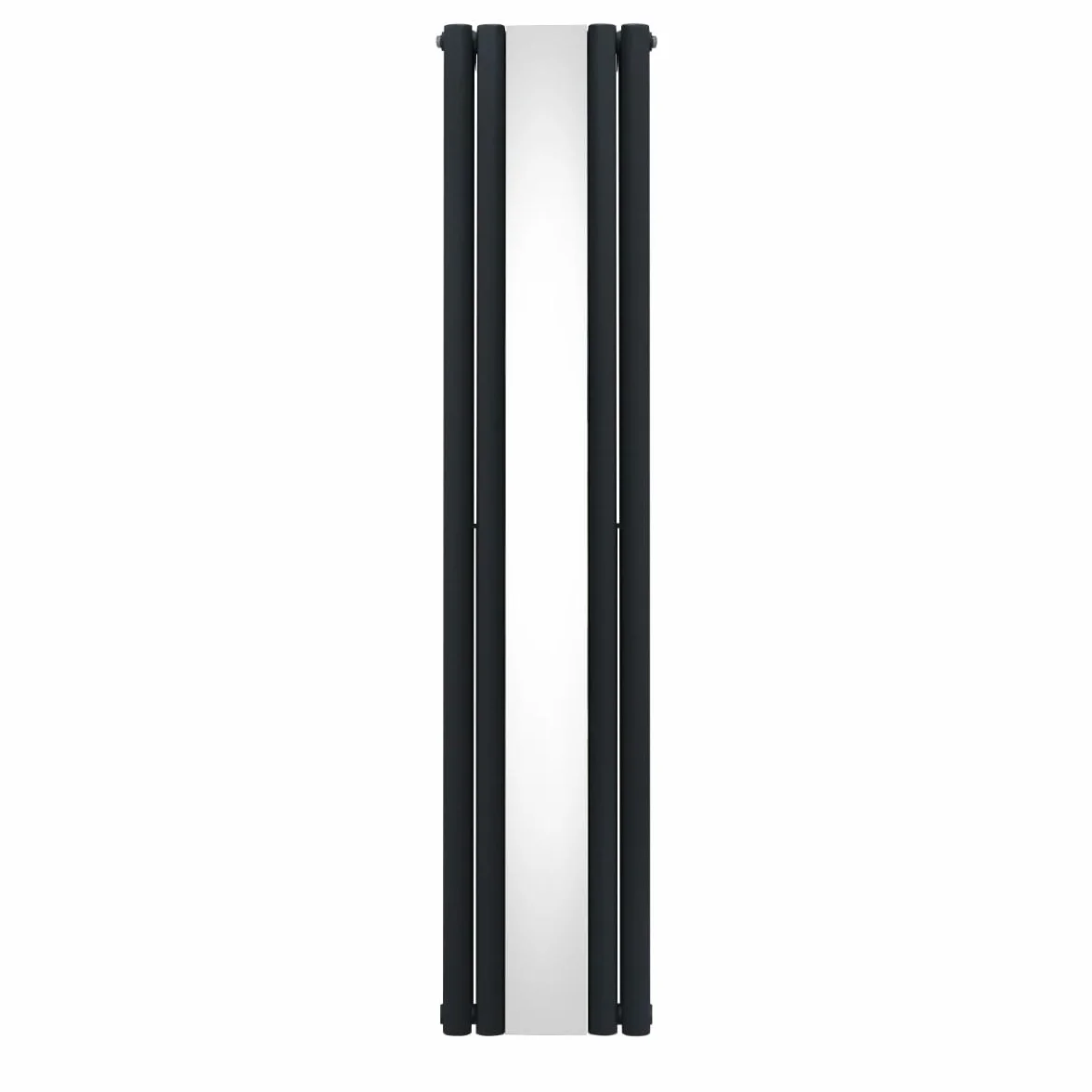 Monster Shop Grzałka z panelem owalnym z lustrem 1800mm x 380mm nowoczesna, designerska, podwójna kolumna, pionowy grzejnik, matowa, antracytowo-szara, ze stalą węglową, mocowanie ścienne, zestaw do