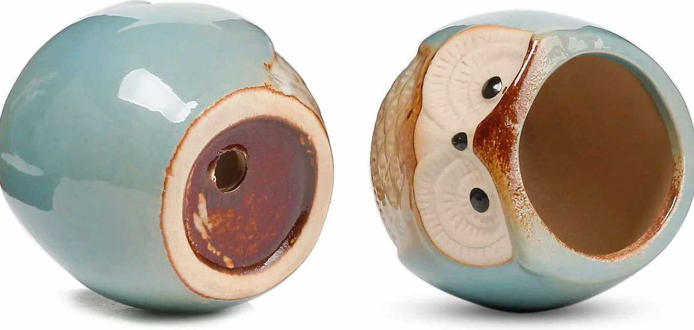 Ceramiczne doniczki z sową 6 szt. na kwiaty kaktus bonsai z otworem