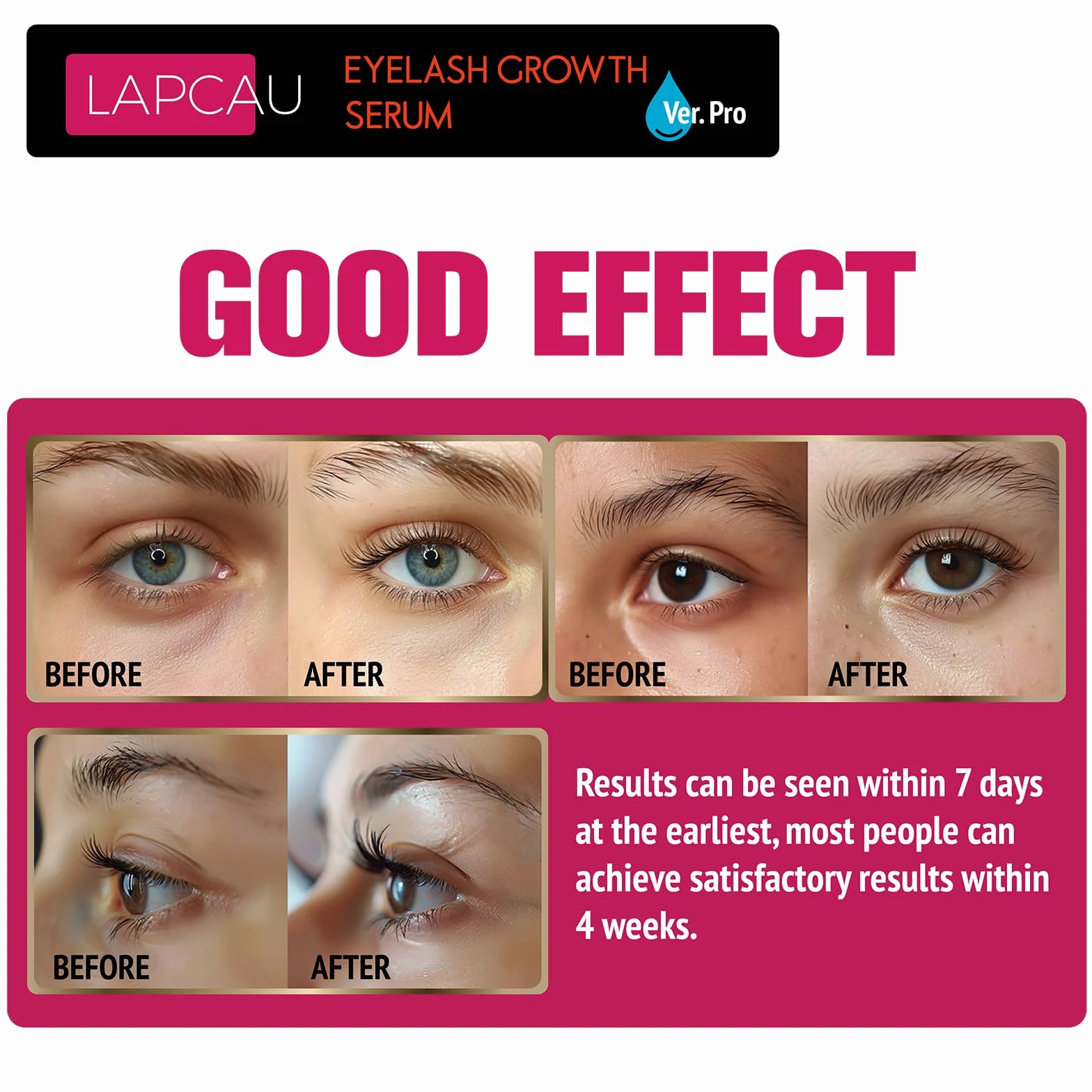 Serum do rzęs 5 ml – Long Lashes serum do wzrostu rzęs, bez hormonów, dla dłuższych i pełniejszych rzęs, serum bez hormonów