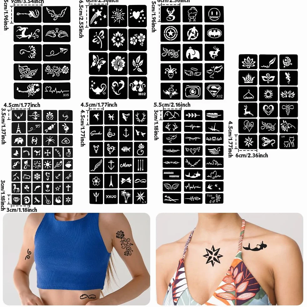 14 arkuszy tymczasowych tatuaży, Face Body Art Paint, 200 wzorów wodoodpornych tatuaży festiwalowych naklejek dla dzieci i dorosłych na twarz, dłonie, stopy, palce
