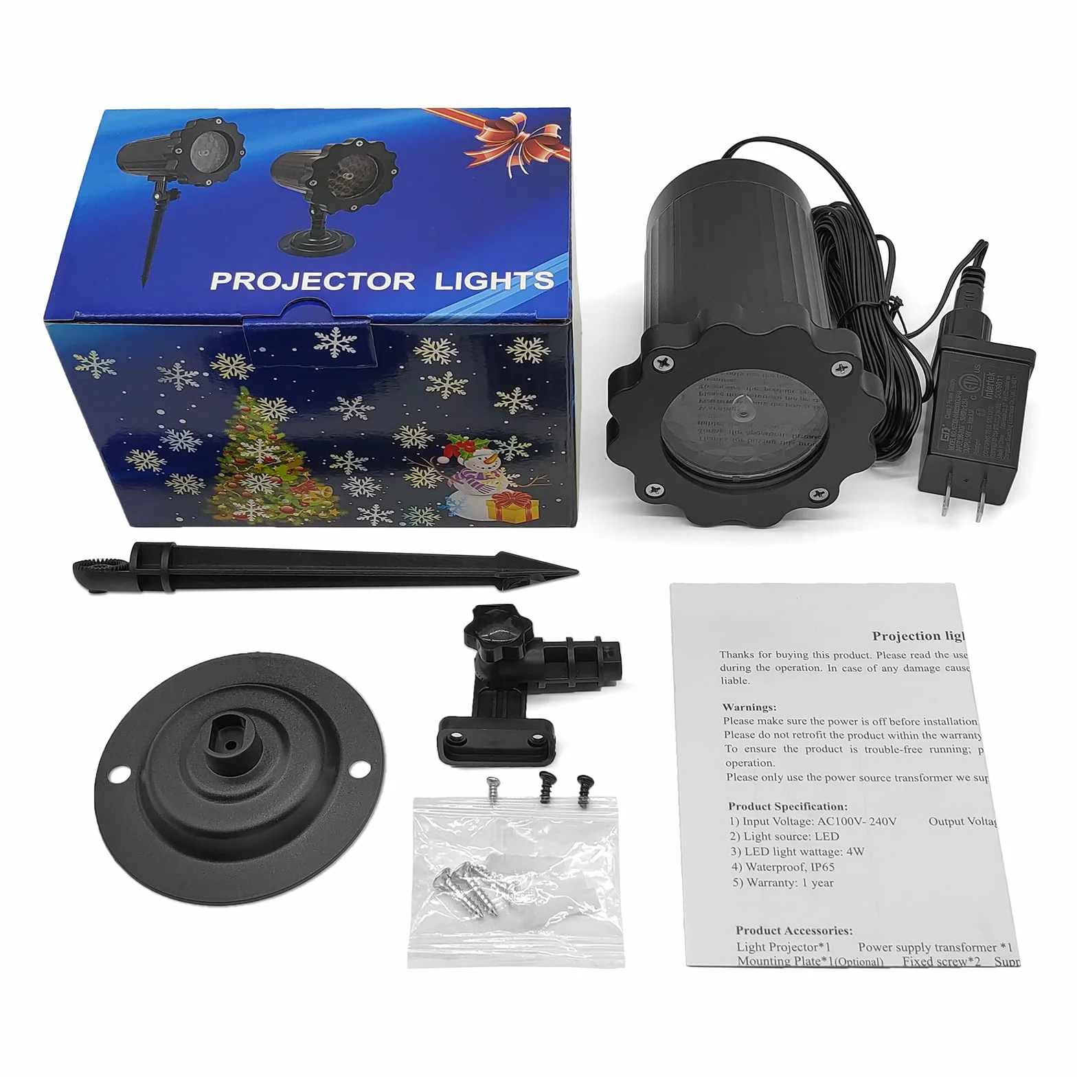 MATEPROX Projektor bożonarodzeniowy LED, wodoszczelny, płatki śniegu, lampa do ogrodu, trawnika, domu, imprez, festiwalów