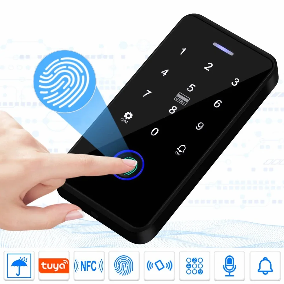 YiToo Biometryczna klawiatura kontroli dostępu do odcisków palców aplikacja Tuya inteligentny otwieracz do drzwi NFC wodoodporna klawiatura RFID 13,56 MHz z wyjściem/wejściem Wiegand 26 bitów