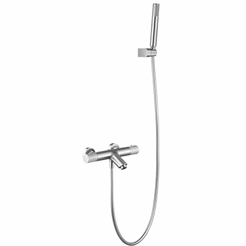 IMEX Bateria termostatyczna wanna-prysznic, bateria wannowa z systemem TURN CLEAN SYSTEM - Seria LINE Nikiel Szczotkowany -BTD038-4NQ