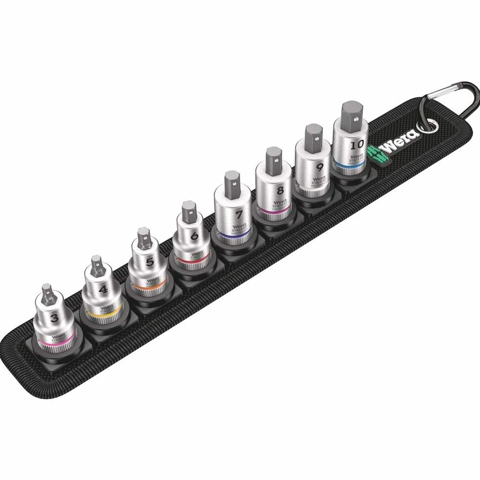 Wera Zyklop 05003971001 zestaw z łbem sześciokątnym Belt B 2 z funkcją trzymania, napęd 3/8", 8-częściowy