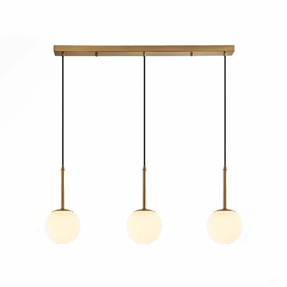 Nowoczesny złoty żyrandol 12 świateł z połowy wieku oświetlenie wiszące z globusem matowe szklane klosze retro regulowana lampa sufitowa do jadalni - miedź. 3 światła