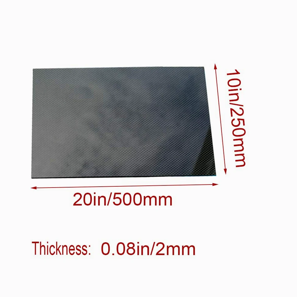 arkusz z włókna węglowego, 3K Plain Weave Błyszcząca powierzchnia(500mm x 250mm x 2mm)