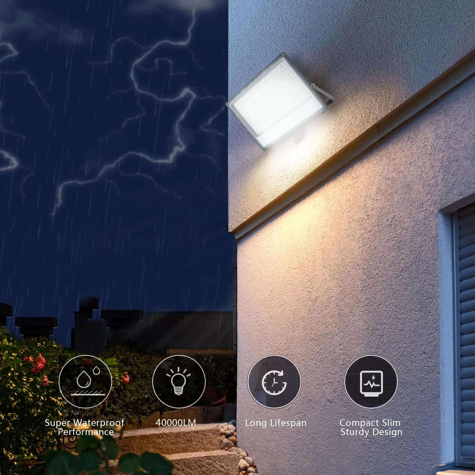 Zewnętrzny Reflektor LED 400W,Fosingut 40000LM LED Floodlights, IP65 Wodoodporny Zimna biel Zewnętrznydioda LED, Super Jasny 6500K 540 LED Oświetlenie Robocze Lampa ścienna do Garażu,Ogrodu,Patio
