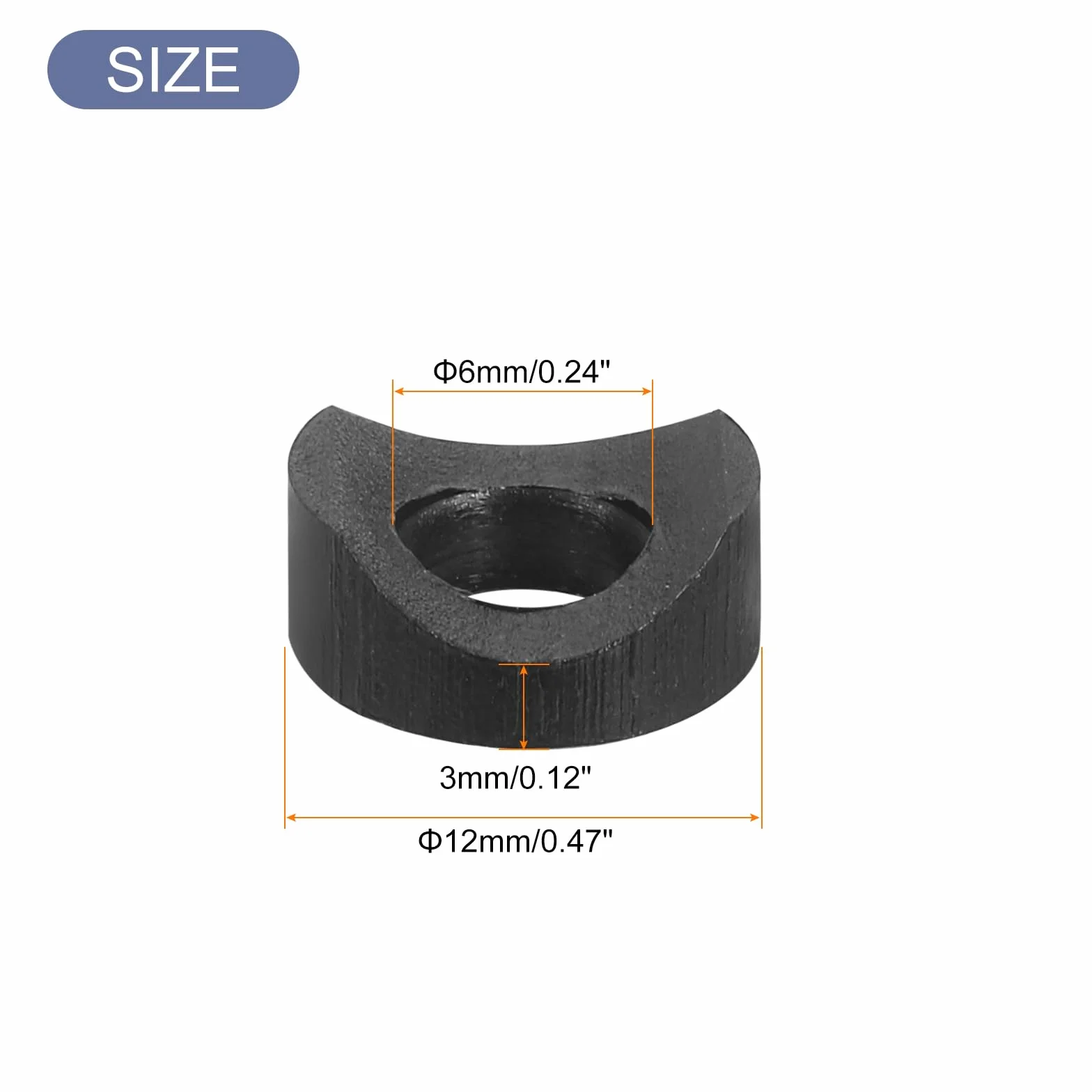QUARKZMAN 36 sztuk okrągłych podkładek z tworzywa sztucznego, 6 mm x 12 mm x 3 mm, czarne, PE wklęsłe podkładki, element mocujący do mocowania rur okrągłych