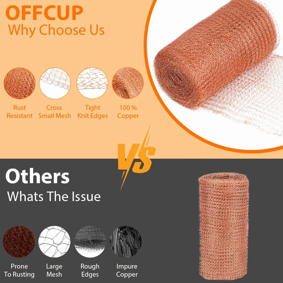 OFFCUP Siatka miedziana 127 mm x 6 m przeciw gryzoniom, ślimakom i owadom do ochrony ogrodu