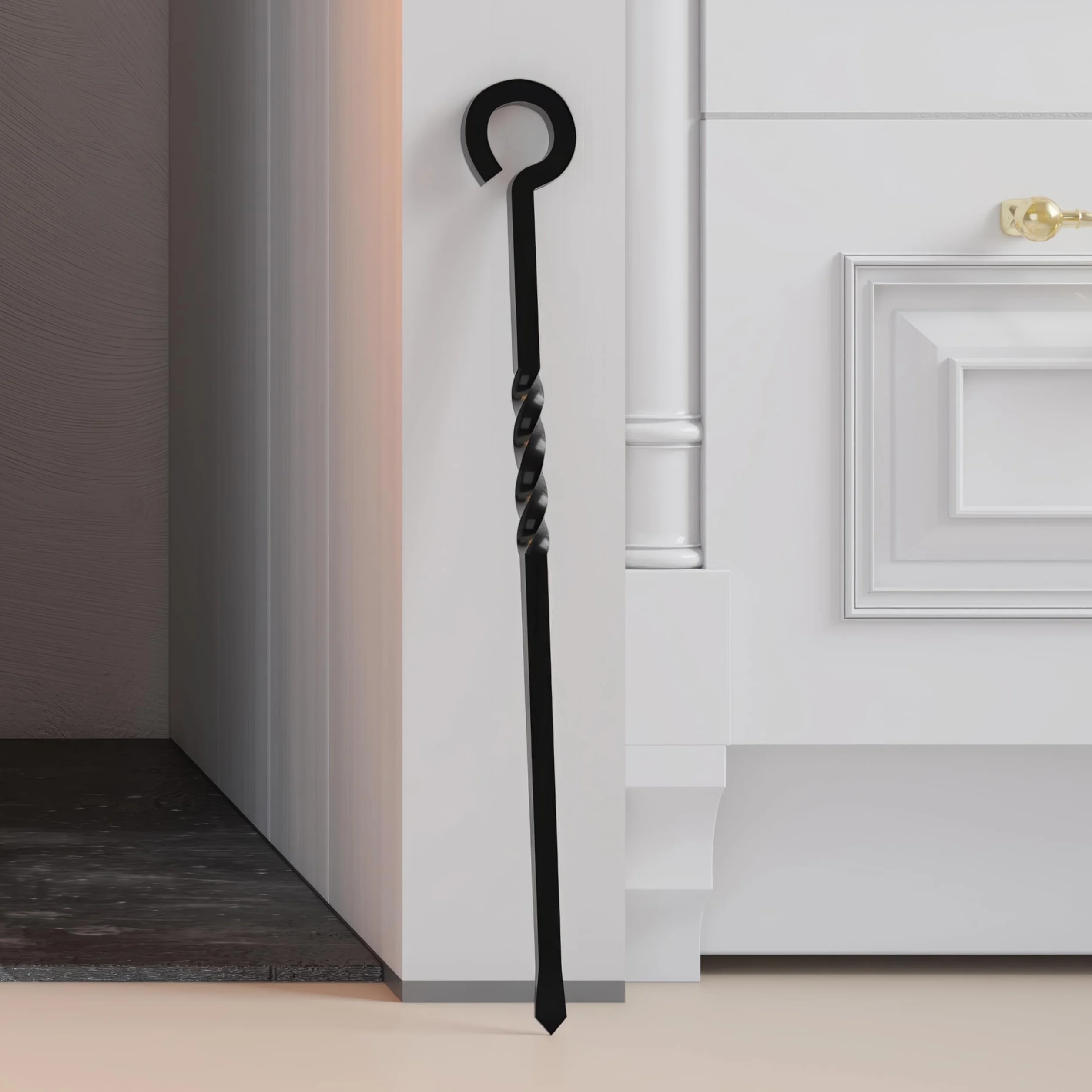Kingson Black Fire Poker narzędzie kominkowe o długości 40,5 cm do palników na drewno i otwartego ognia, stylowe i funkcjonalne akcesorium do kominka