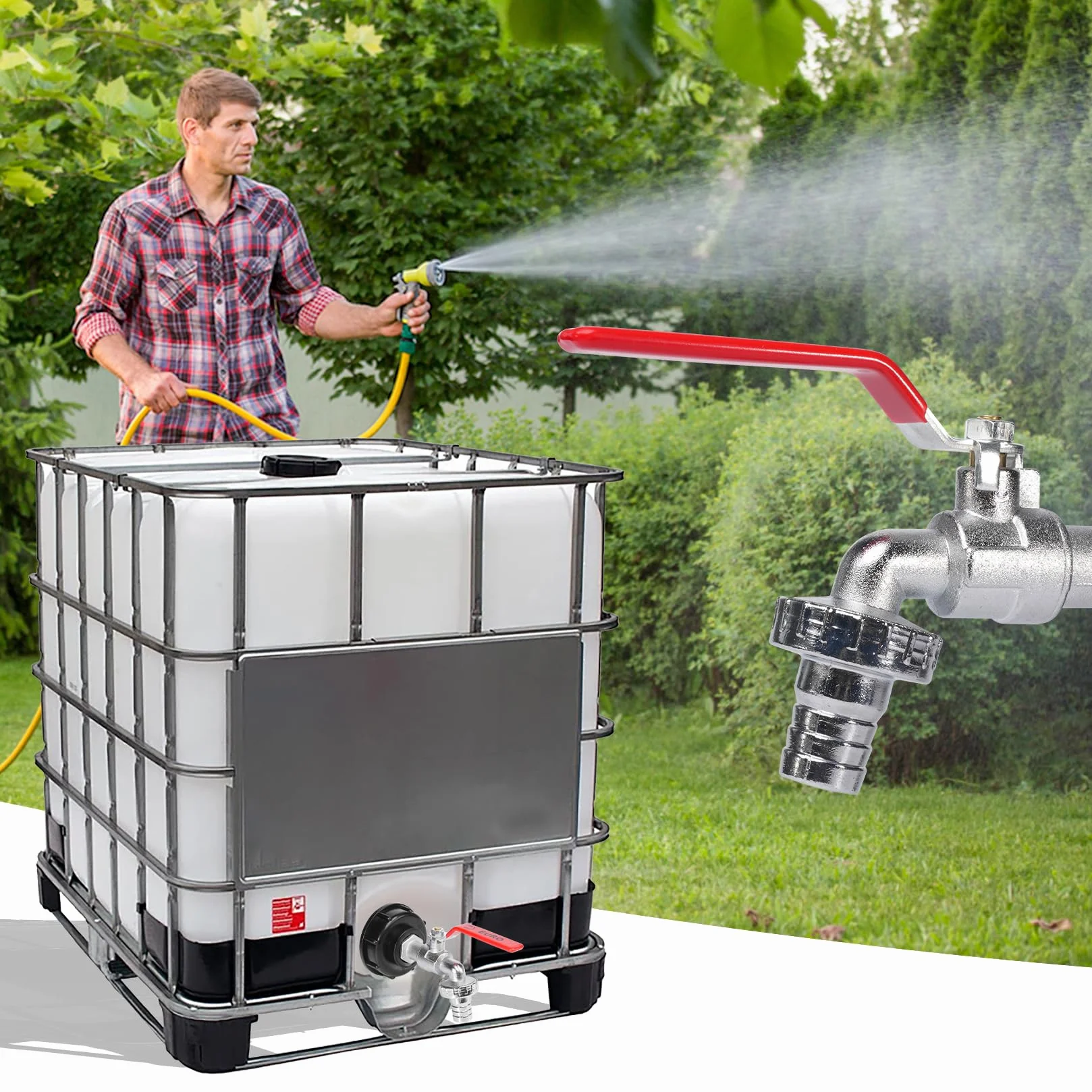 Zestaw zbiorników IBC 1000L z zaworem spustowym 3/4 cala adapter S60x6