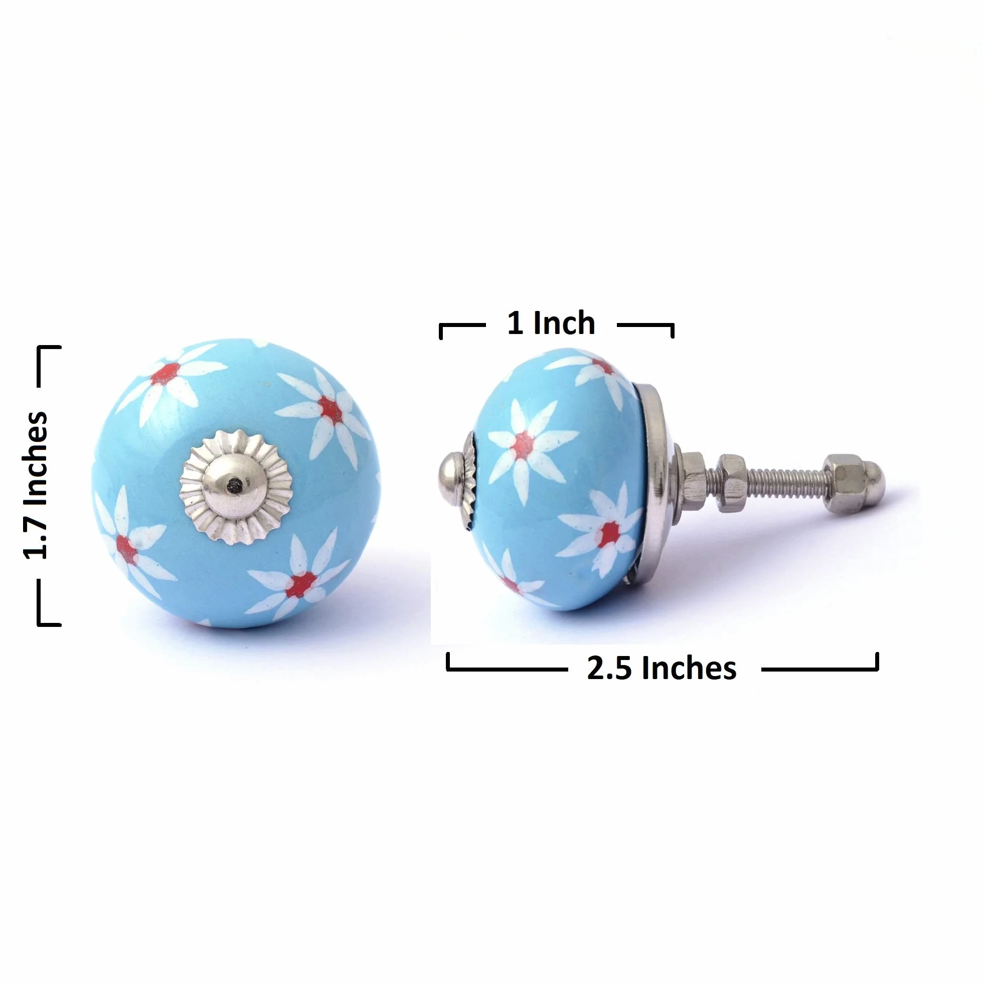 Indian Haat Bazaar Różne gałki do szafek, zestaw 12 sztuk, ręcznie robione, ceramiczne, uchwyt do szuflady, gałka do szafki kuchennej, gałka do szafy, radżastani, wystrój domu, niebieskie