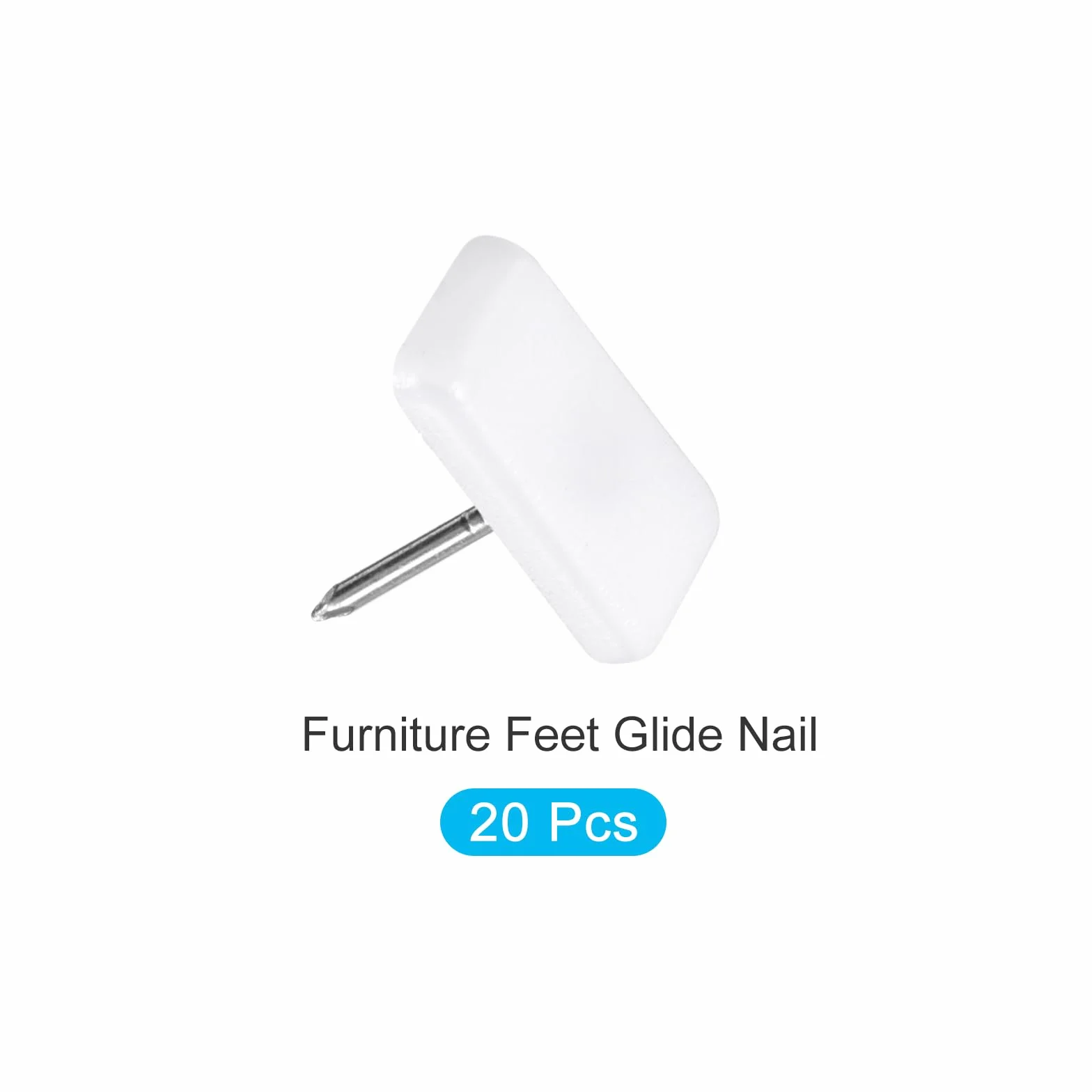 METALLIXITY Gwóźdź do mebli (19 mm/0,75 cala) 20 szt., plastikowe kwadratowe ślizgacze na krzesło - do krzeseł, sofy, mebli, suwaków, ochraniacz, podkładka, biały