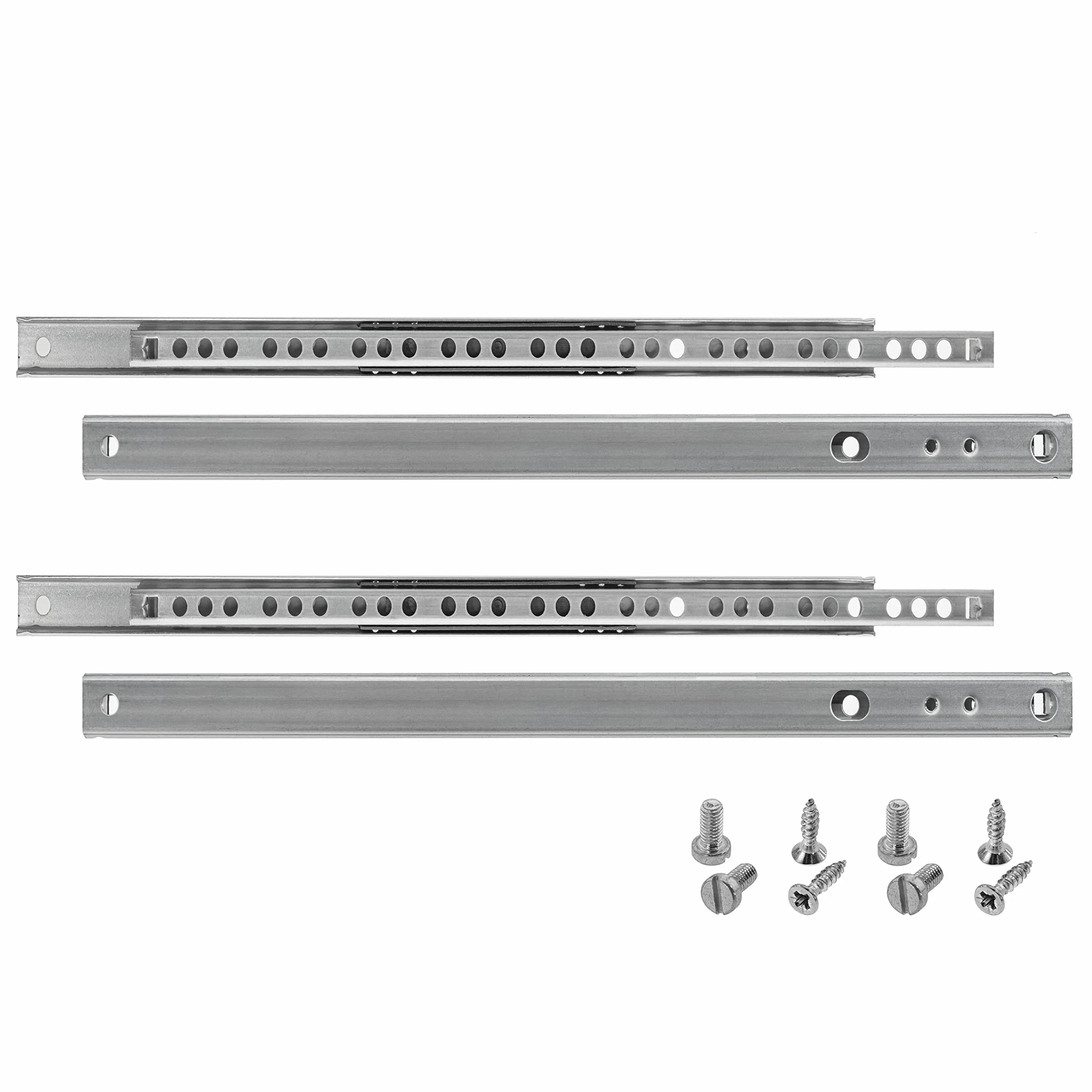 HELPMATE – Szyna do szuflady przesuwnej 27 mm - 310 mm – 2 pary | Stal ocynkowana – prowadnice szufladowe z łożyskami kulkowymi – odpowiednie do częściowego wysuwu – w tym elementy mocujące
