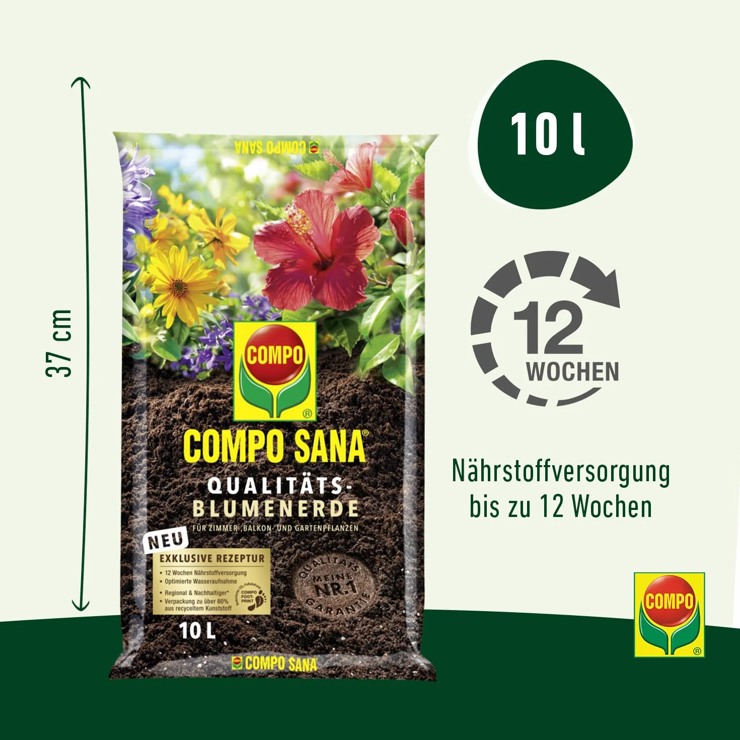 COMPO SANA ziemia do kwiatów z nawozem 12-tygodniowym 10 l