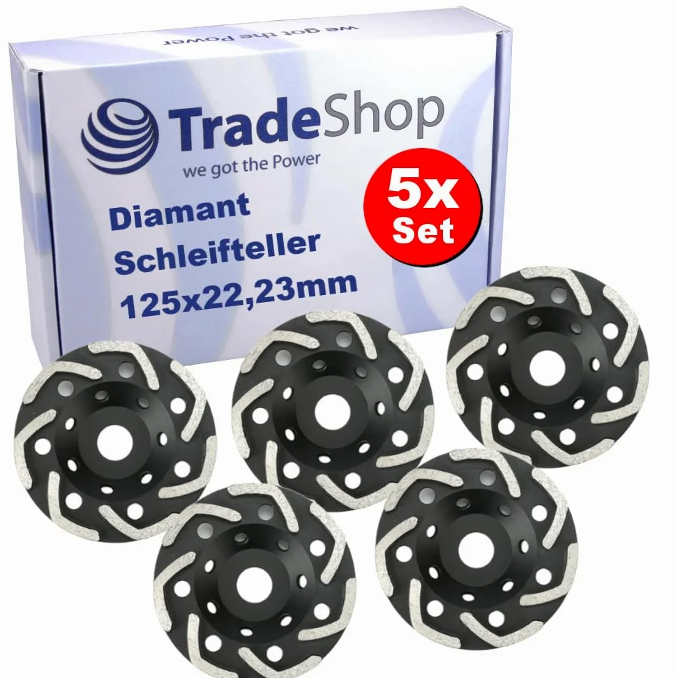 Trade-Shop profesjonalny diamentowy talerz szlifierski/tarcza szlifierska/tarcza garnkowa 125 x 22,23 mm, zamiennik do elektronarzędzi Würth Bosch Makita Festool Flex Metabo
