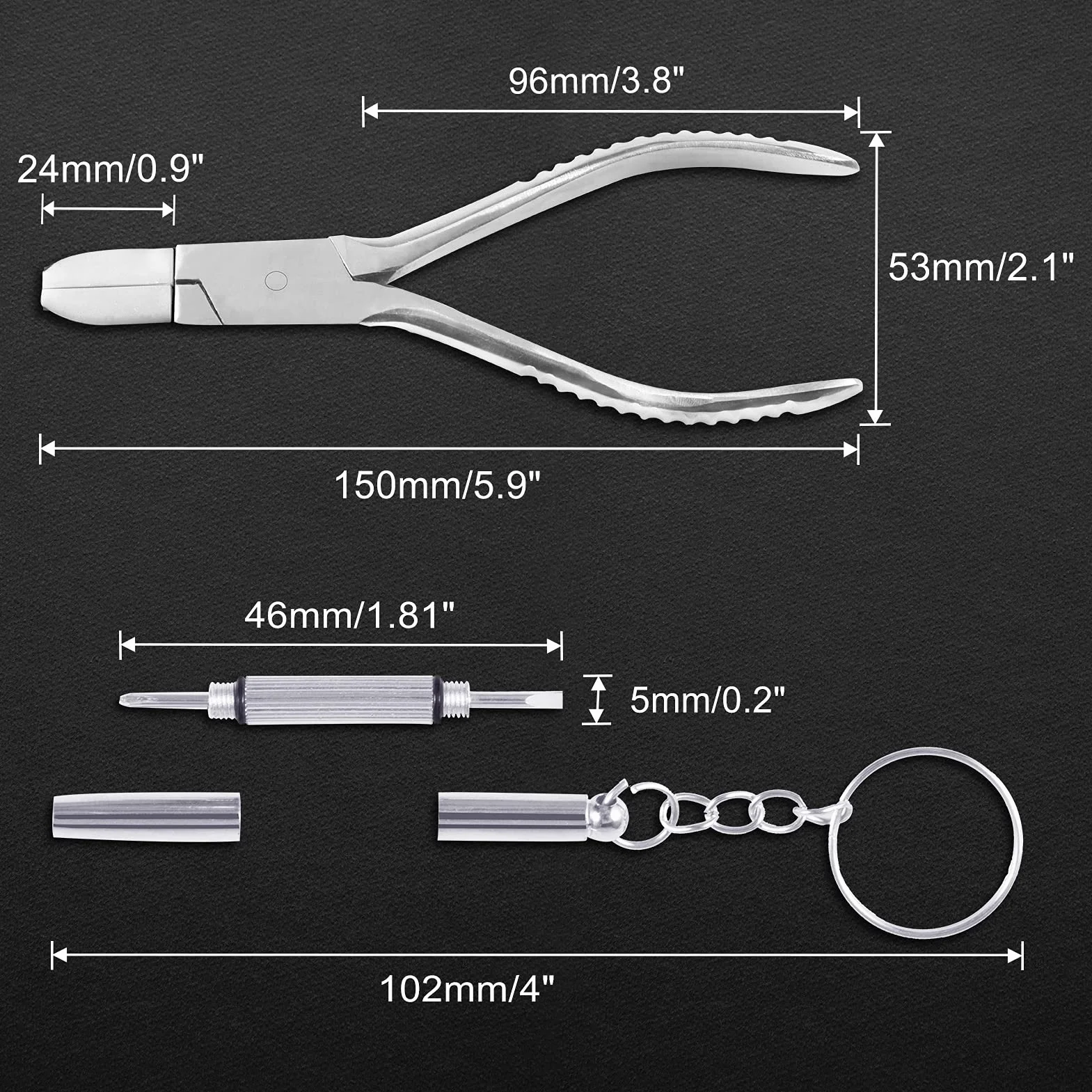 LEONTOOL Płaski nos nylonowe szczęki okulary szczypce 15 cm okulary rama szczypce do naprawy okularów narzędzia do montażu i dostosowania optyczny narzędzie optyczne z śrubokrętem do naprawy okularów