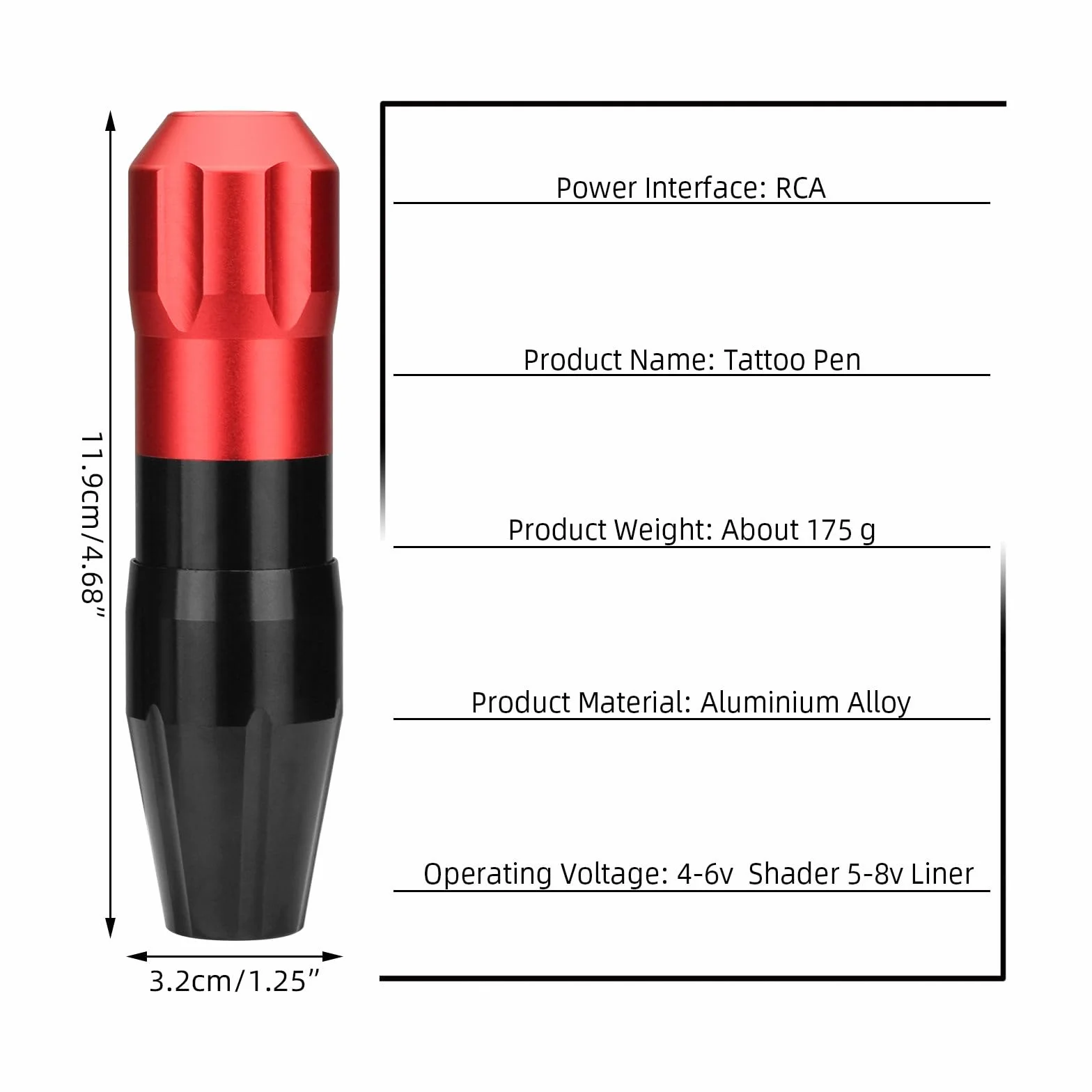 ATOMUS Red Tattoo Pen Kit Cartridge Rotary Complete Professional Tattoo Machine for Beginners(AT03)