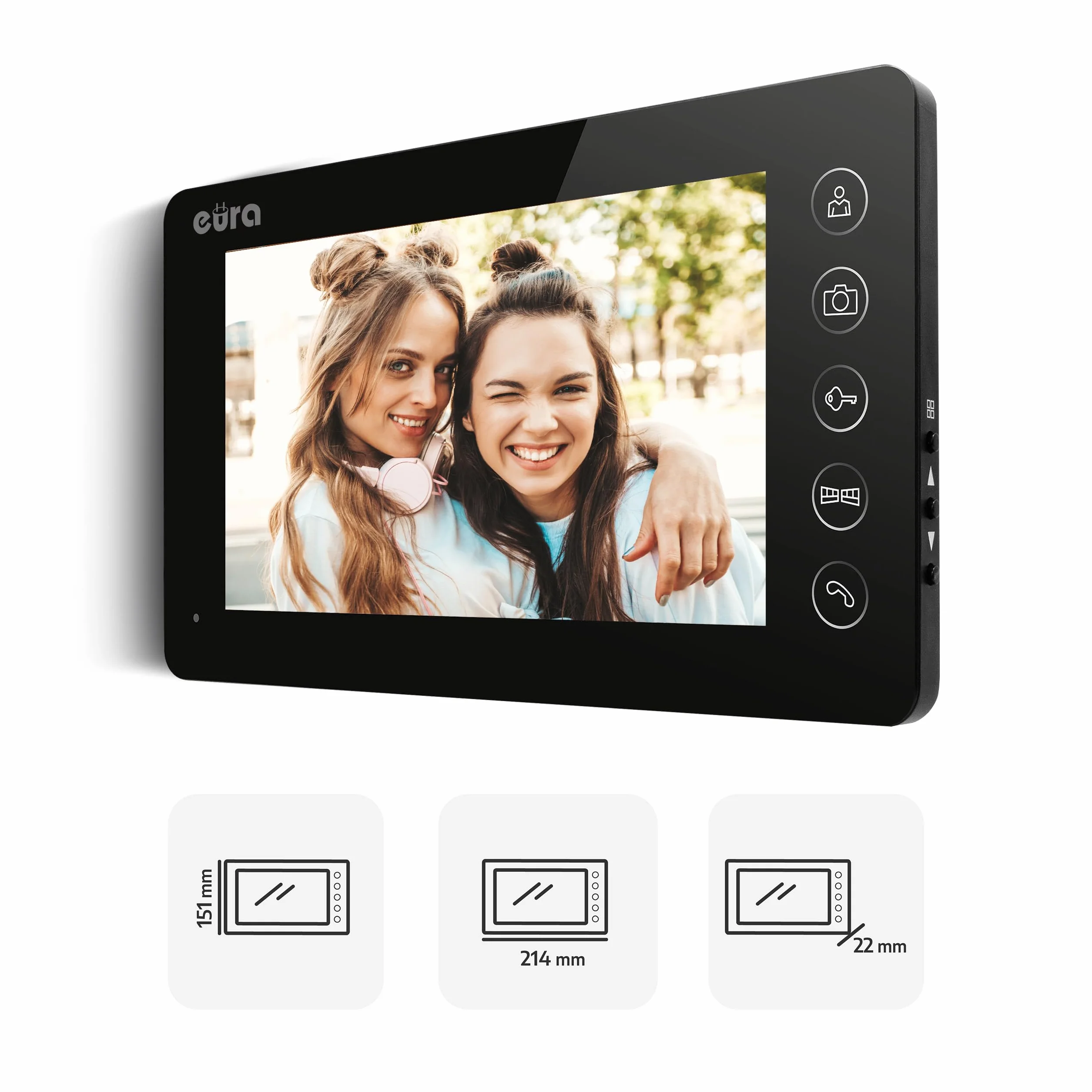 EURA VDP-76A3 Alpha wideodomofon 4-przewodowy, 7-calowy kolorowy monitor, RFID, 2 wejścia, czarny