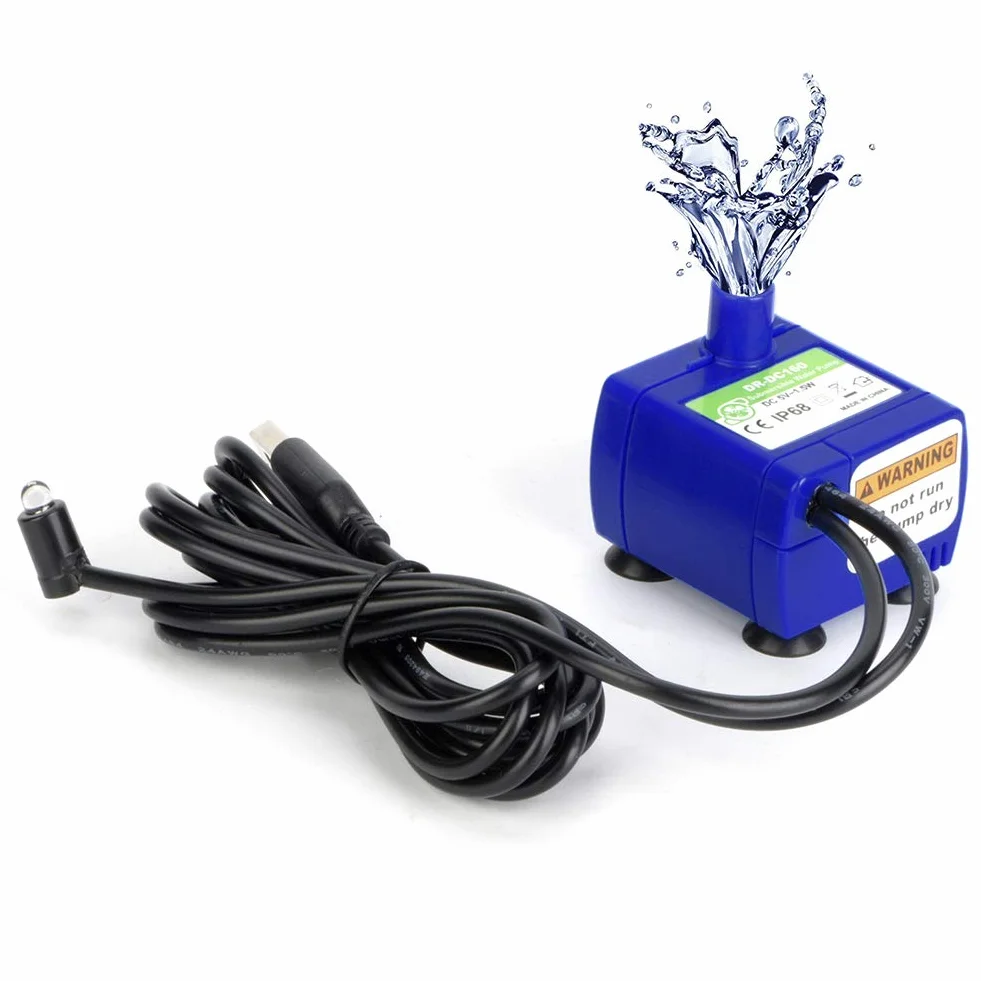 Pompa do Fontanny dla Kota Zatapialna LED 5V USB Cicha Energooszczędna