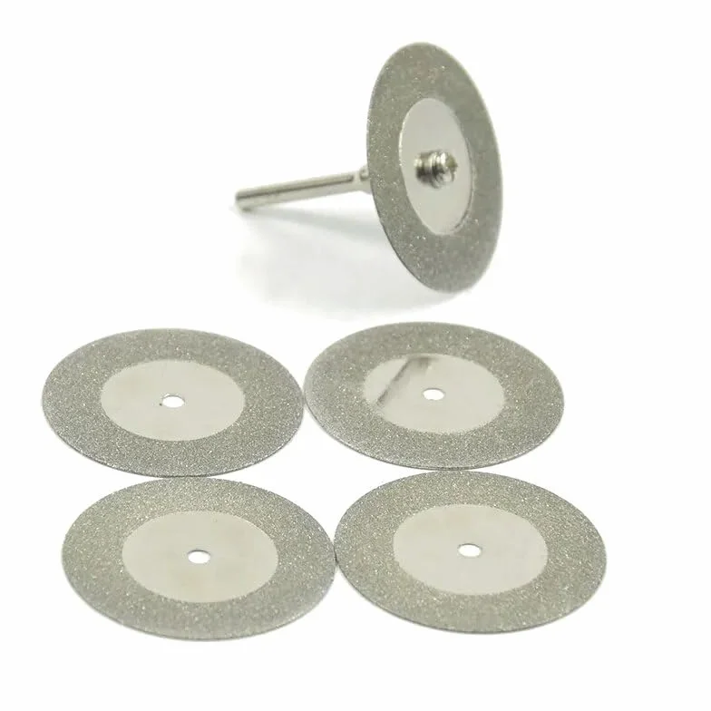 Ostrza do cięcia szkła, 5-częściowe diamentowe tarcze tnące z trzpieniem 16-60 mm do narzędzi Dremel i obrotowych(50mm With Shank)