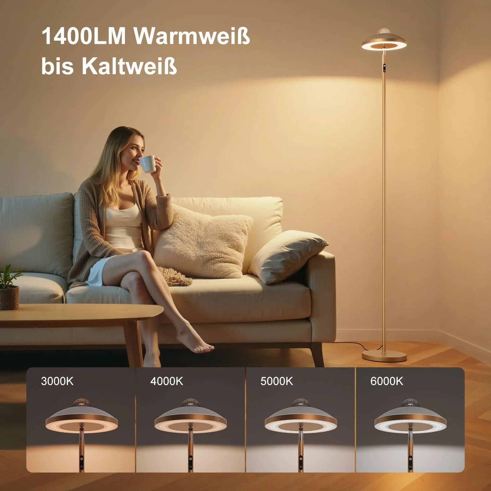 DUSKTEC Inteligentna Lampa PodłOgowa LED Do Salonu Z Pilotem | Projektor „GwieźDziste Niebo” I Lampa Do Czytania | Lampa PodłOgowa Z Funkcją śCiemniania I Timerem – Do Pokoju DziecięCego I Biura