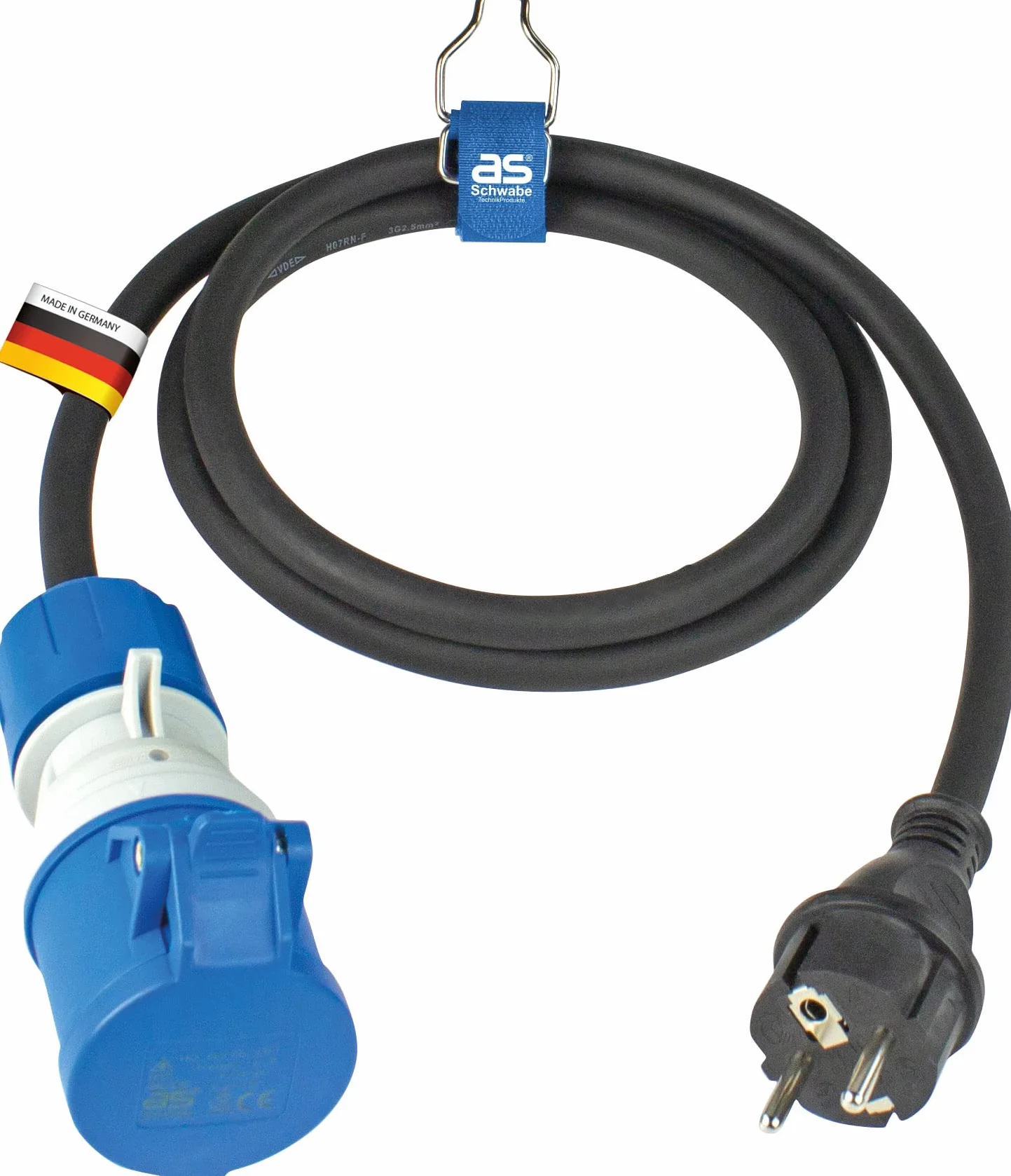 as - Schwabe 61406 CEE Przedłużacz Zasilania 16 A, IP44, Czarny