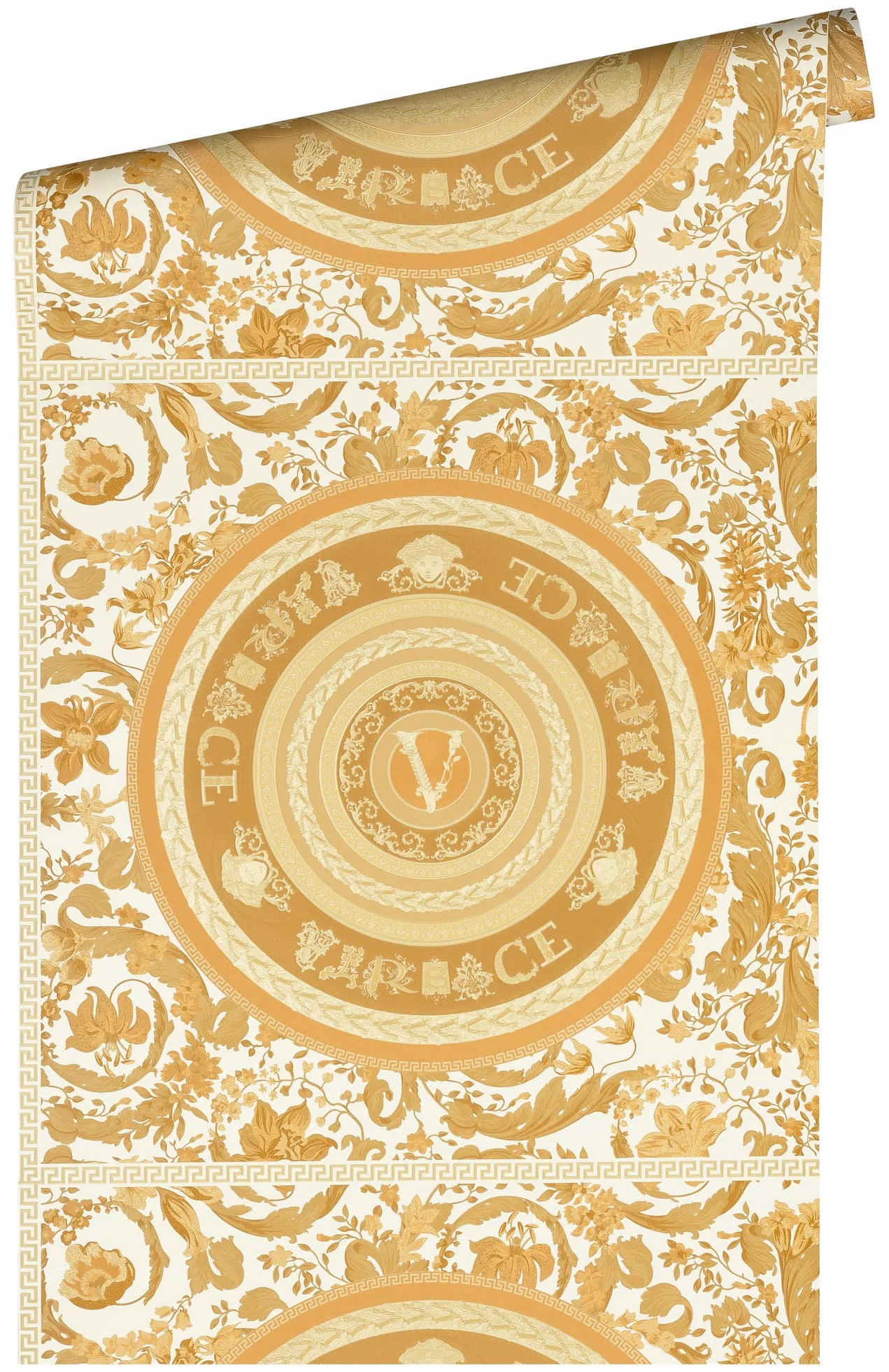 VERSACE WALLPAPER luksusowa tapeta kwiatowa 387054 złota biel 10,05 x 0,70 m Made in Germany