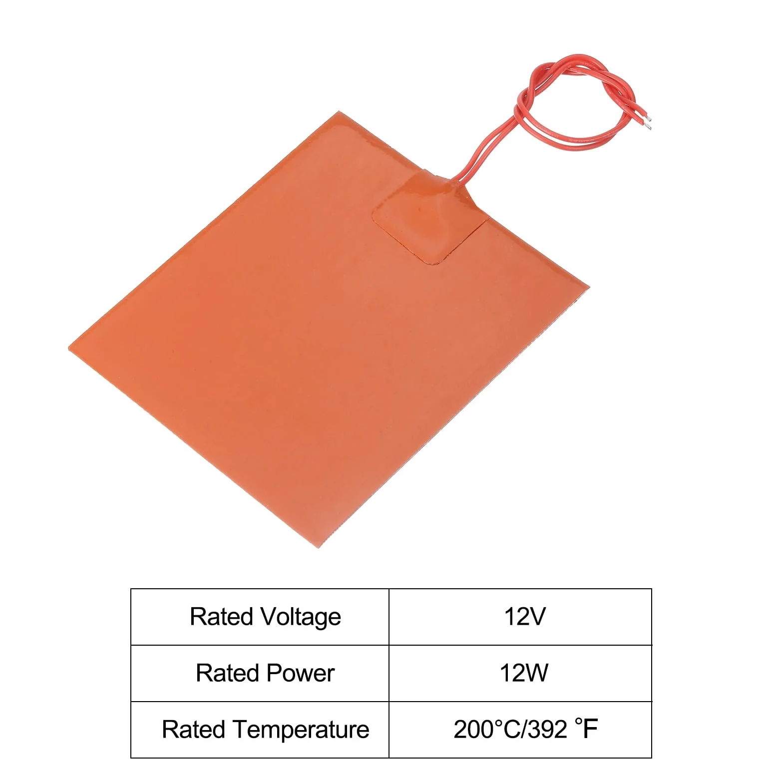 sourcing map Silikonowa mata grzewcza, 12 V, 12 W, folia grzewcza, elastyczna płyta grzewcza 120 mm x 104 mm, mata grzewcza do stałej temperatury