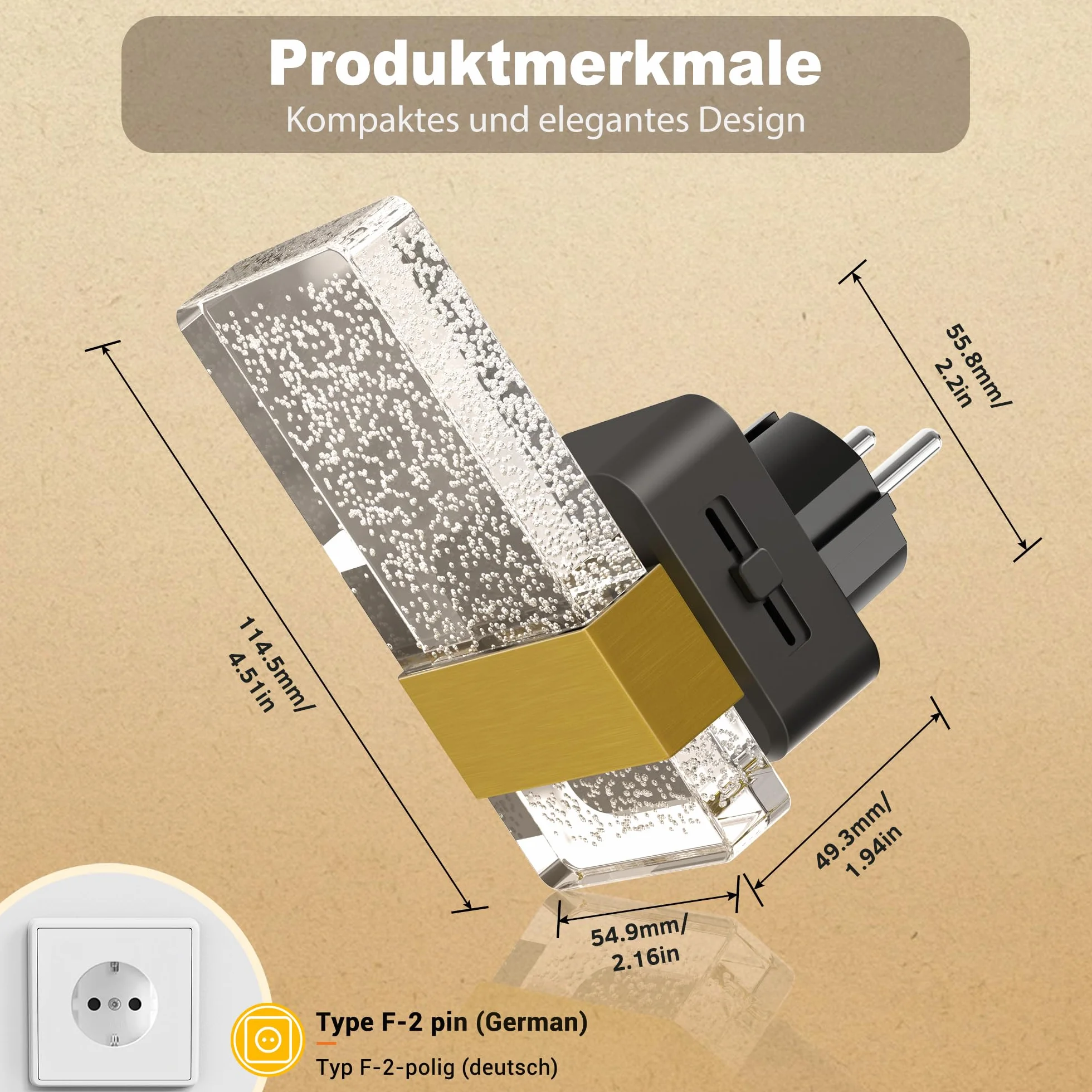 JandCase Lampka nocna z czujnikiem zmierzchu, ciepła biel 3000 K, regulowana jasność 0-100 lm, LED do gniazdka wtykowego, do korytarza, schodów, sypialni, kuchni