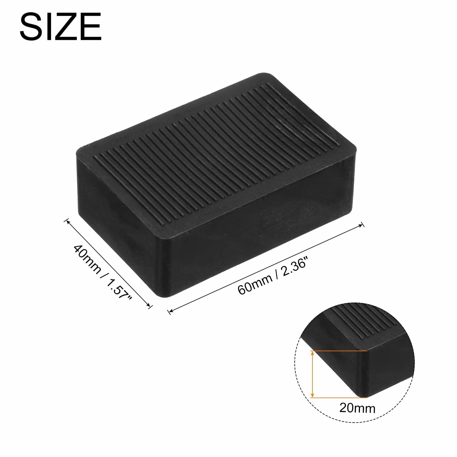 QUARKZMAN 50 sztuk podkładek dystansowych z tworzywa sztucznego, 60 x 40 x 20 mm, kliny dystansowe, kliny, klocki dystansowe, kliny, podkładki dystansowe, czarne