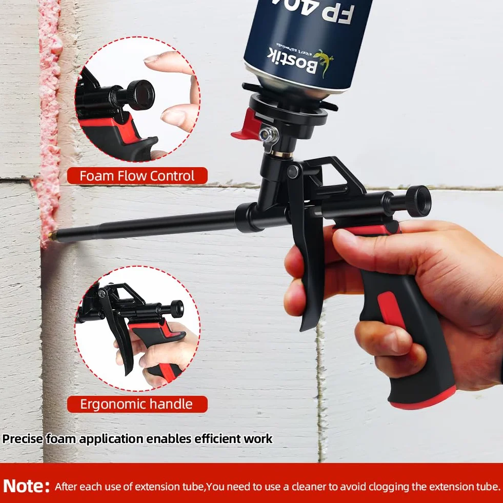 Flintronic Pistolet do pianki, wytrzymały pistolet do rozszerzania pianki PU, profesjonalne rozszerzone pistolety dozujące, pistolet izolacyjny z pianki natryskowej, narzędzia do rozszerzania