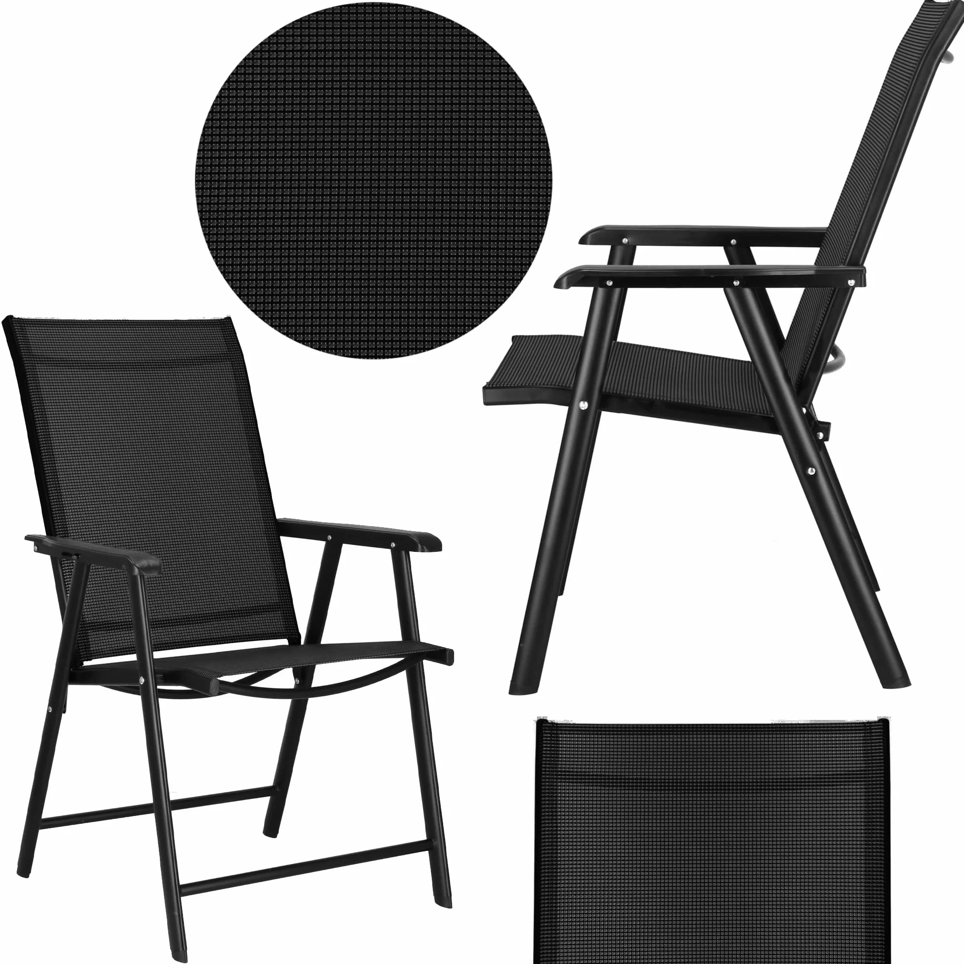 SPRINGOS Zestaw mebli ogrodowych, 2 x krzesła ogrodowe, składane, odporne na warunki atmosferyczne, metalowe, składane krzesła balkonowe, składane krzesła balkonowe, do użytku na zewnątrz, krzesła