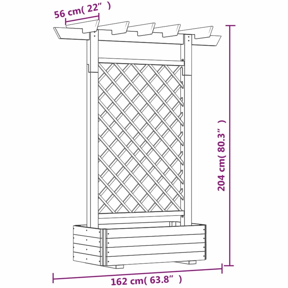 Pergola ogrodowa drewniana 162 x 56 x 204 cm