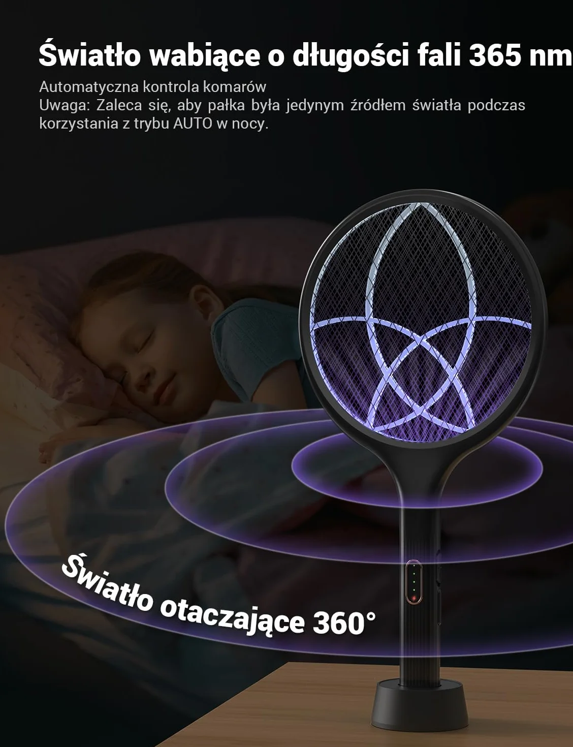 YISSVIC Elektryczna łapka na komary 4000 V 2 w 1 USB C Akumulatorowa UV Czarny 2 szt.