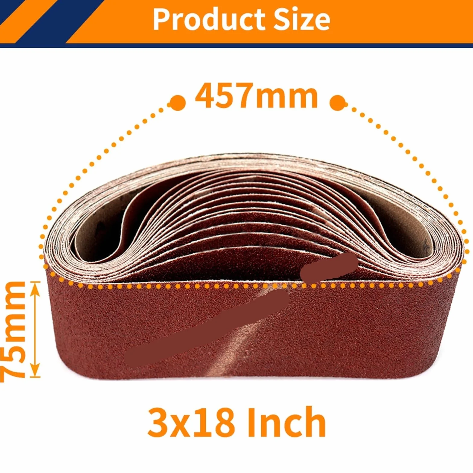 Pasy szlifierskie, Taśmy szlifierskie 10 szt. 457 x 75 mm 40-1000 Ziarnistość Do drewna i metalu(P40)
