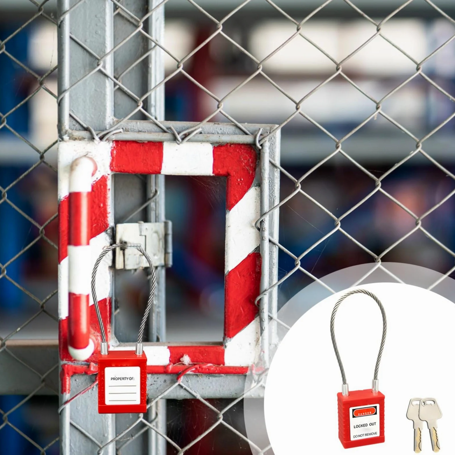 10 szt. przemysłowych kłódek zabezpieczających z kablem 90 mm, różne klucze dla bezpiecznej izolacji elektrycznej