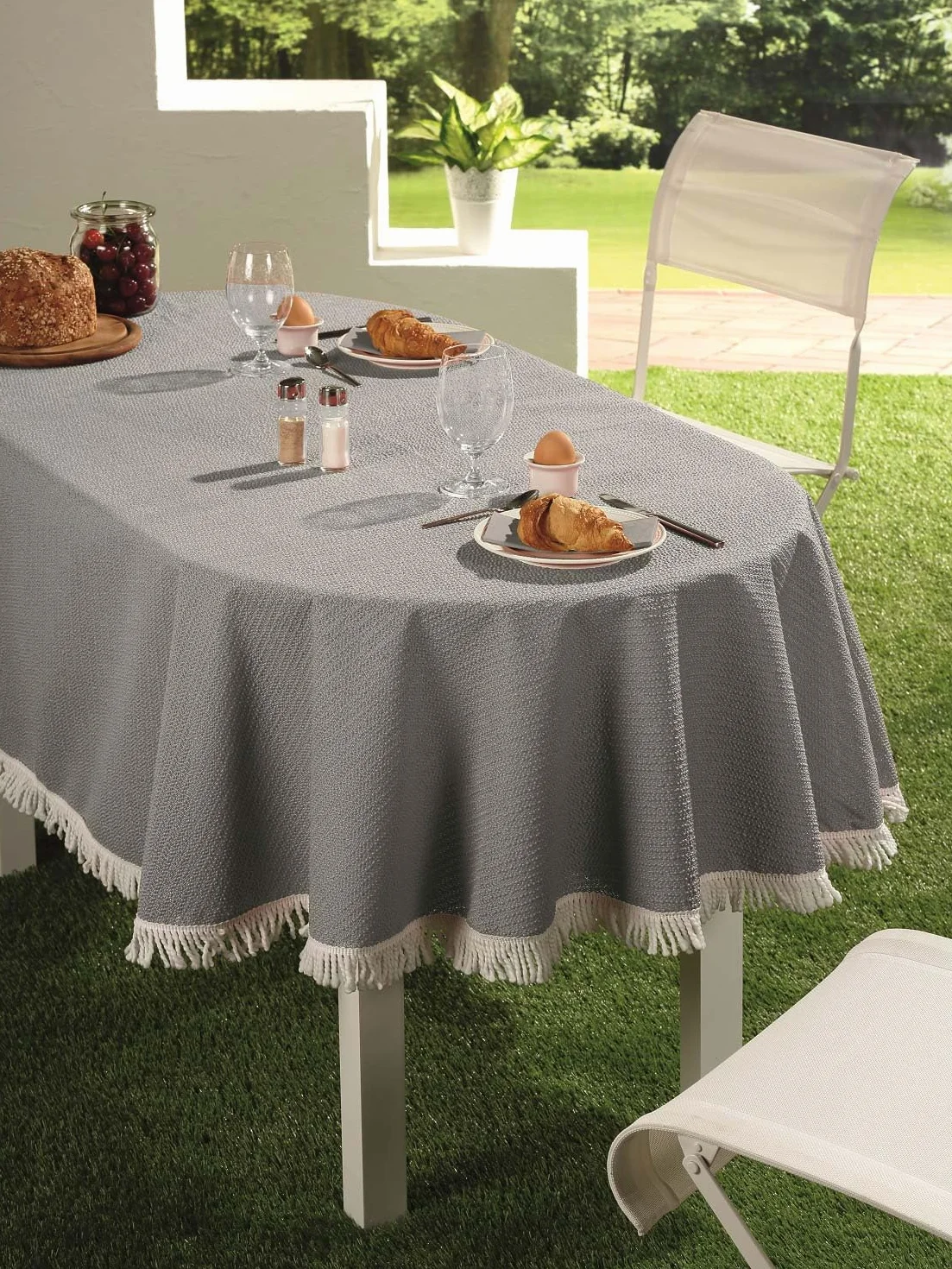 EXKLUSIV HEIMTEXTIL Obrus na stół ogrodowy 160 cm okrągły zielony antypoślizgowy