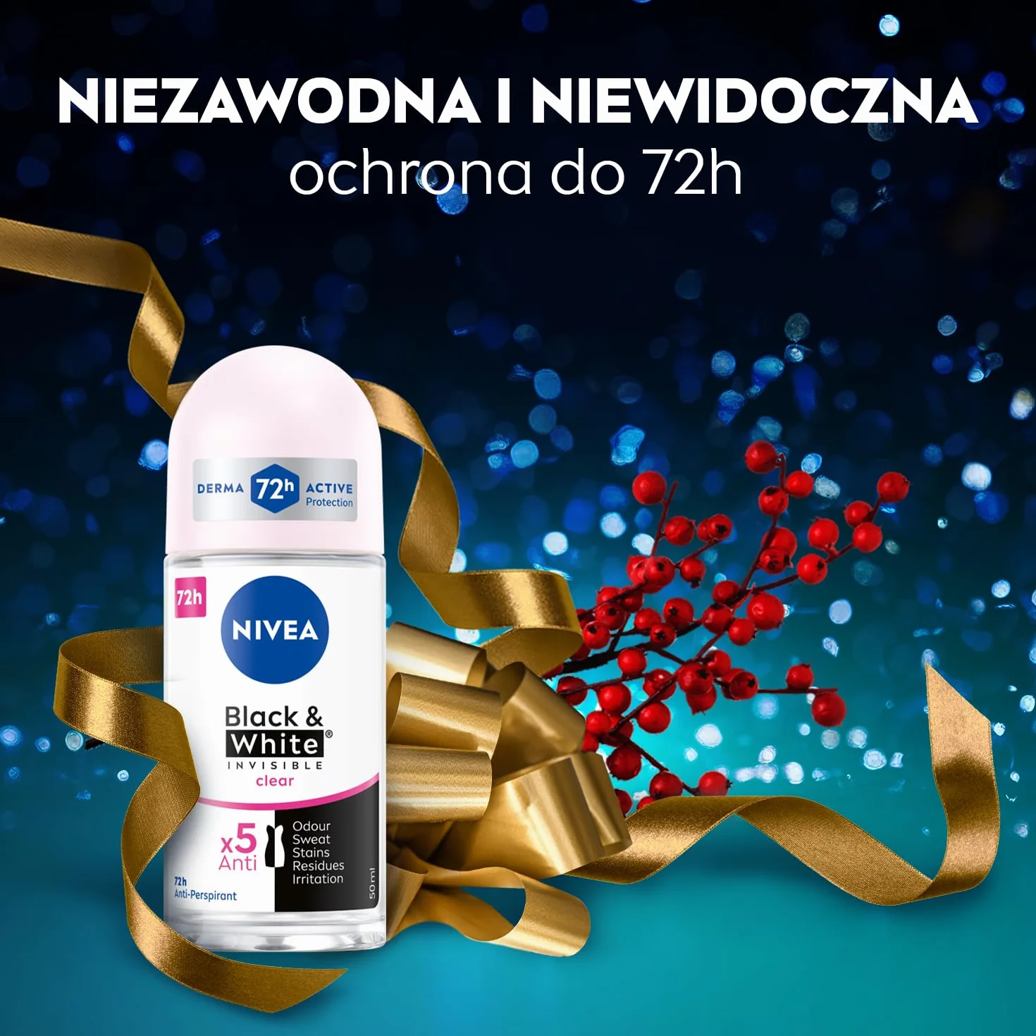 NIVEA Calming Świąteczny prezent - Zestaw kosmetyków dla kobiet do ciała: żel pod prysznic Creme Soft i antyperspirant Black&White