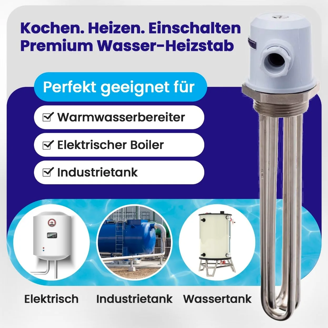 Grzałka do podgrzewania wody i podobnych płynów Grzałka do urządzeń grzewczych, kotłów elektrycznych G6/4” IP 54 (6000W, 1x230V/3x230V)