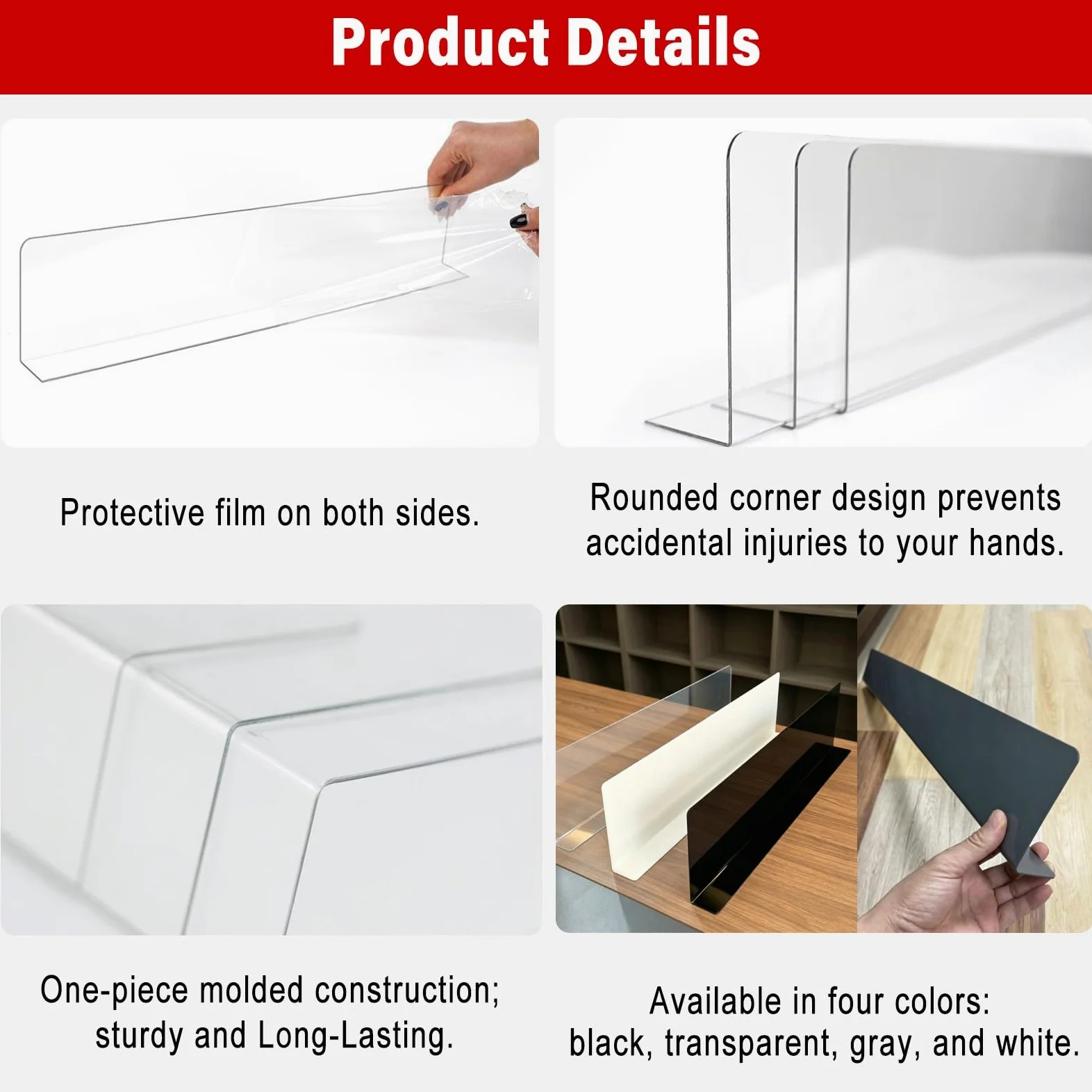 Zestaw 8 Sztuk Białe 1,4 Mm PVC Bariera Ochronna | Samoprzylepna, Uniwersalna, Oszczędzająca Miejsce Przezroczysta Osłona, Przyjazna Dla Wystroju Domu, Do Szafki Na Sofę