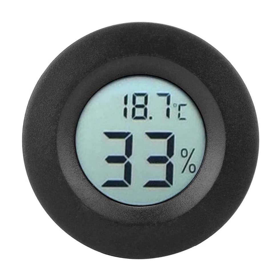 Termometr Pokojowy LCD Okrągły Wyświetlacz Mini Wilgotności Czarny