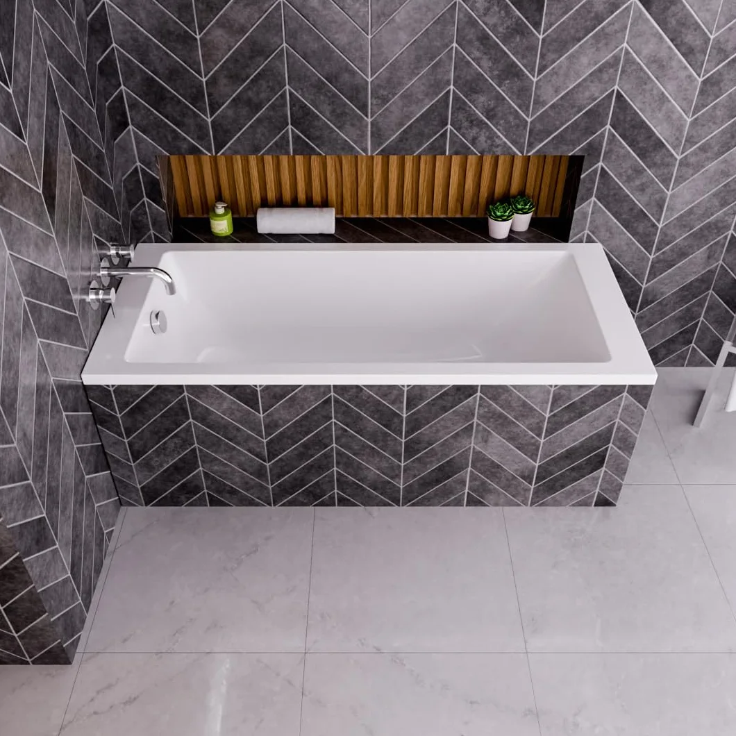 ECOLAM® wanna TAMI 140x70 cm prostokątna akrylowa biała nowoczesna elegancka wanna bezpośrednio od producenta w zestawie syfon silikon stelaż