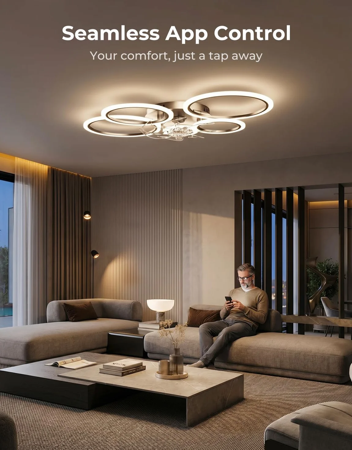Lampa sufitowa z wentylatorem i pilotem zdalnego sterowania, cicha, ściemniana, 6 stopni, silnik DC, tryb zimowy, nowoczesny wentylator, lampa sufitowa, czarna