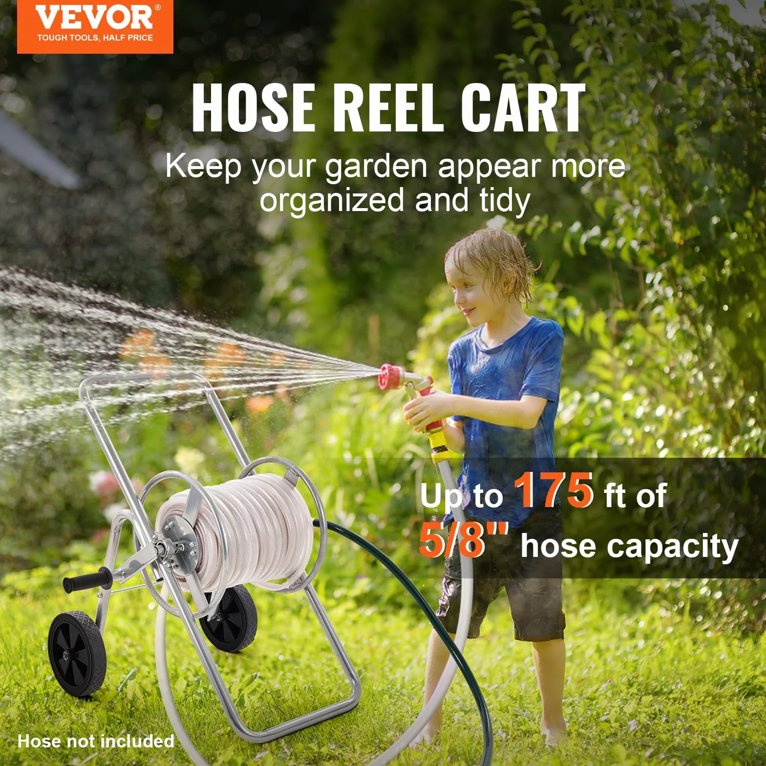 VEVOR Wózek na wąż ogrodowy 53 m 5/20 cm stal malowana proszkowo