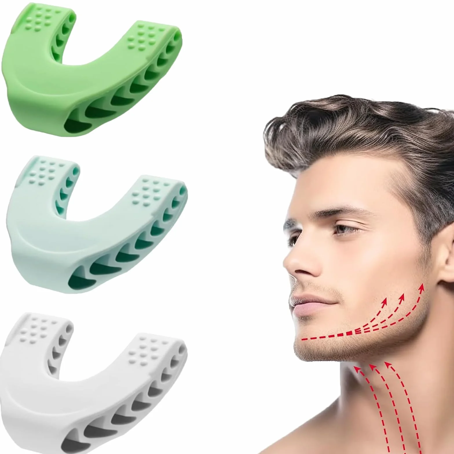 Jawline trener szczękowy, 3 sztuki, trener szczękowy dla mężczyzn i kobiet, przyrząd do treningu mięśni szczęki, podwójny podbródek, do twarzy, ust, piłki fitness z linii szczęki, treningu
