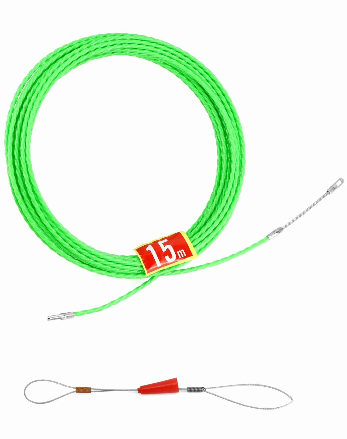 QWORK® 15M ściągacz do kabli pomoce do ciągnięcia, nawlekacz do drutu ściennego, szerokość 4.5mm do prowadzenia kabli, kable komunikacyjne, narzędzia dla elektryków