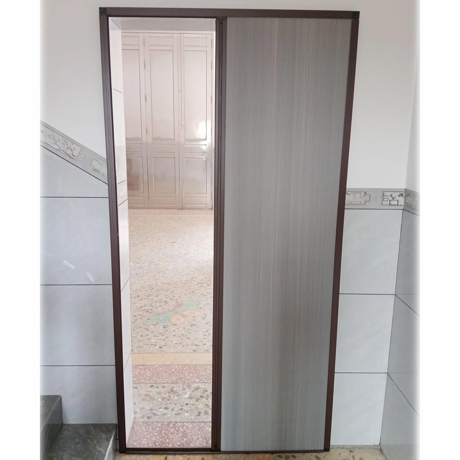 Składane drzwi harmonijkowe do salonu, prysznica, kuchni - łatwa instalacja bez wiercenia, oszczędność miejsca z aluminiową ramą