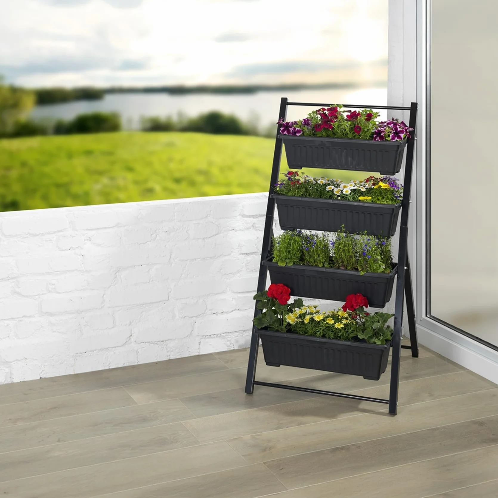 Maximex Pionowa podwyższona grządka 4 poziomy regulowany kąt nachylenia 56,5 x 108 x 62 cm